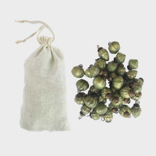 Embossed Recycled Mercury Glass Ornaments - Green