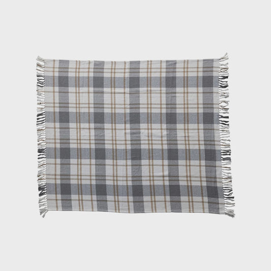 60"Lx50"W Brushed Cotton Flannel Throw, Plaid