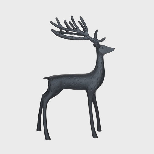 12"L x 4-3/4"W x 17-1/2"H Resin Reindeer, Black