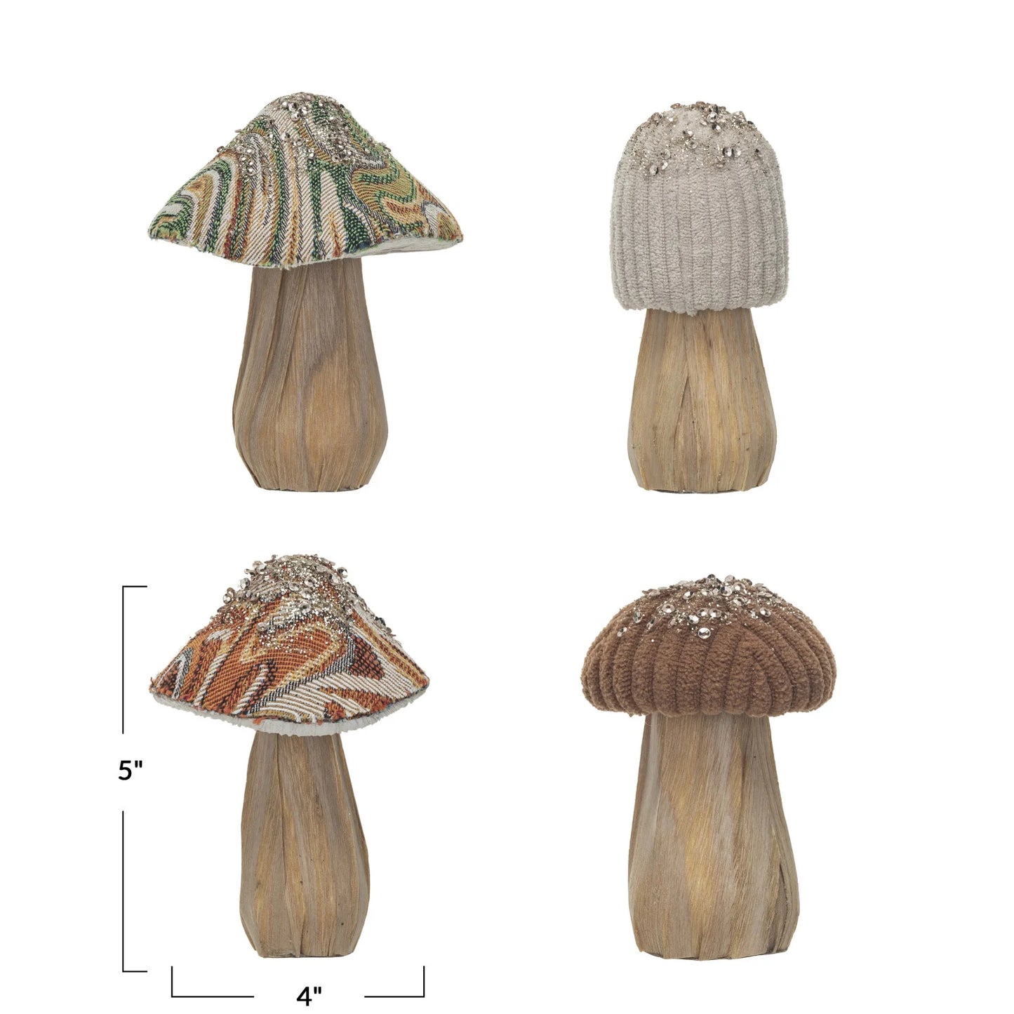 Fabric + Wood Mushrooms