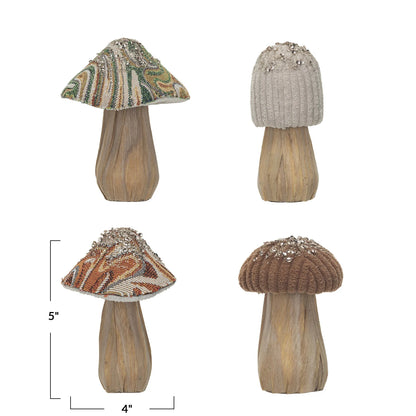 Fabric + Wood Mushrooms