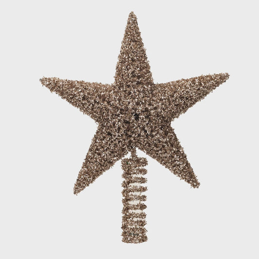Plastic & Metal Star Tree Topper, Gold Finish