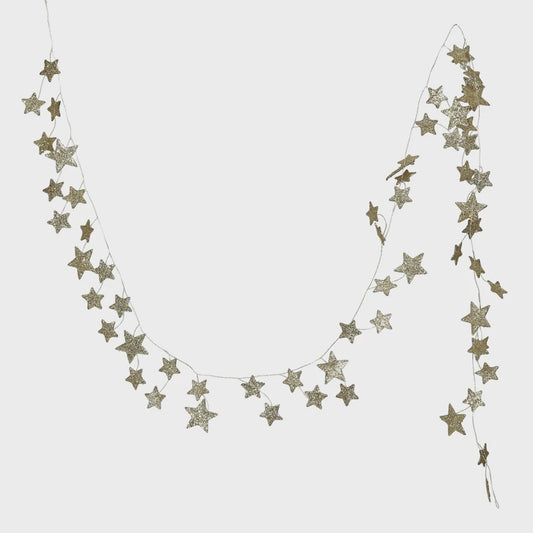 Glitter Paper Star Garland, Gold Color
