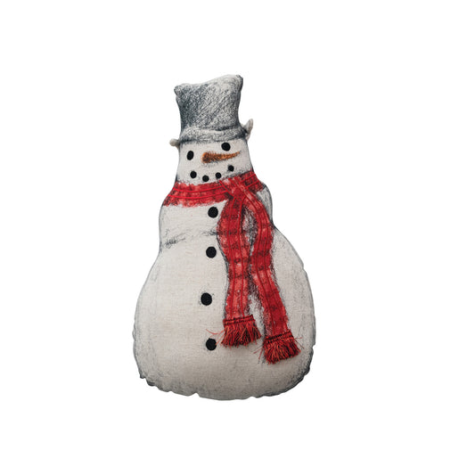 Cotton & Linen Printed Snowman Shaped Pillow ©
