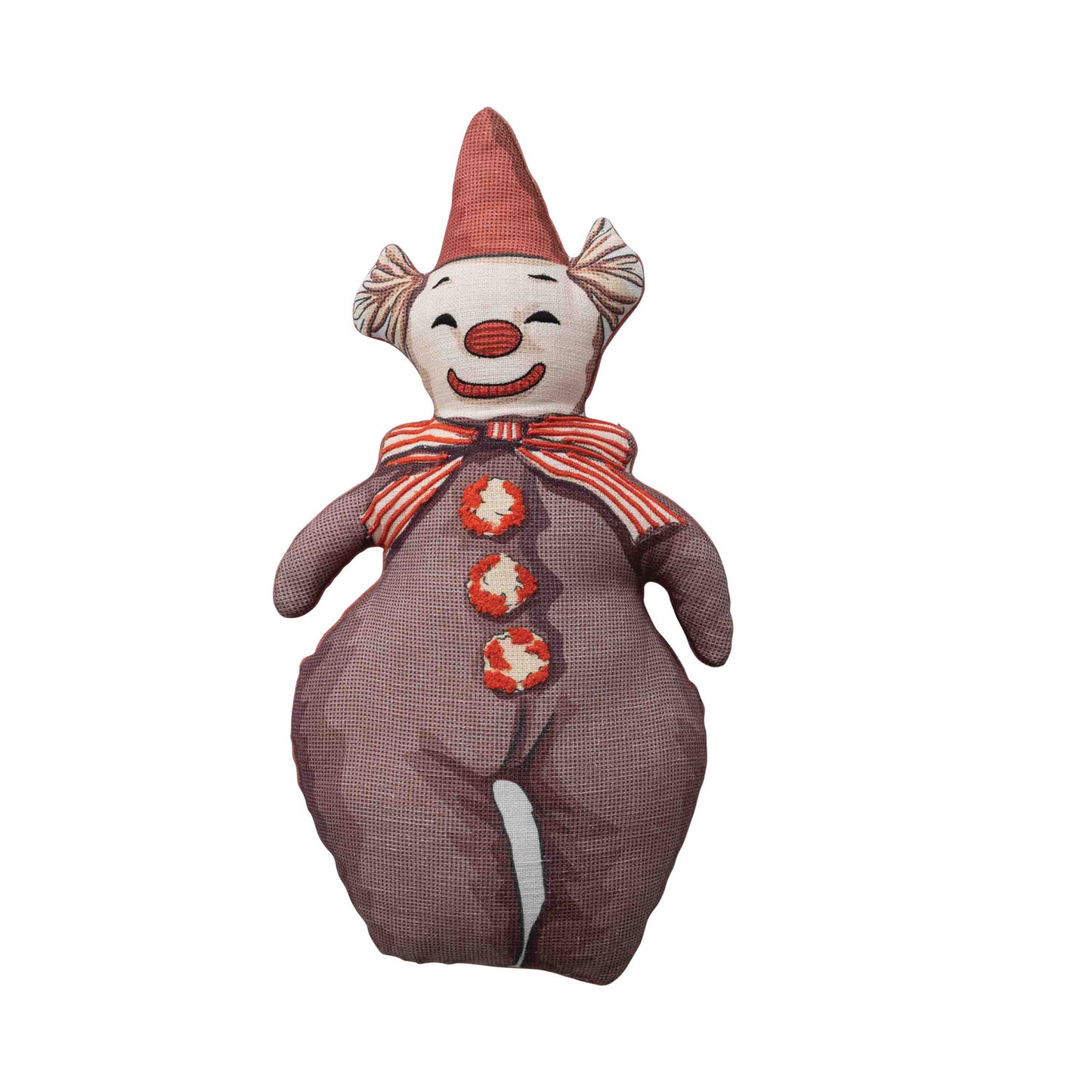 Cotton Printed Toy Clown Shaped Pillow with Embroidery ©