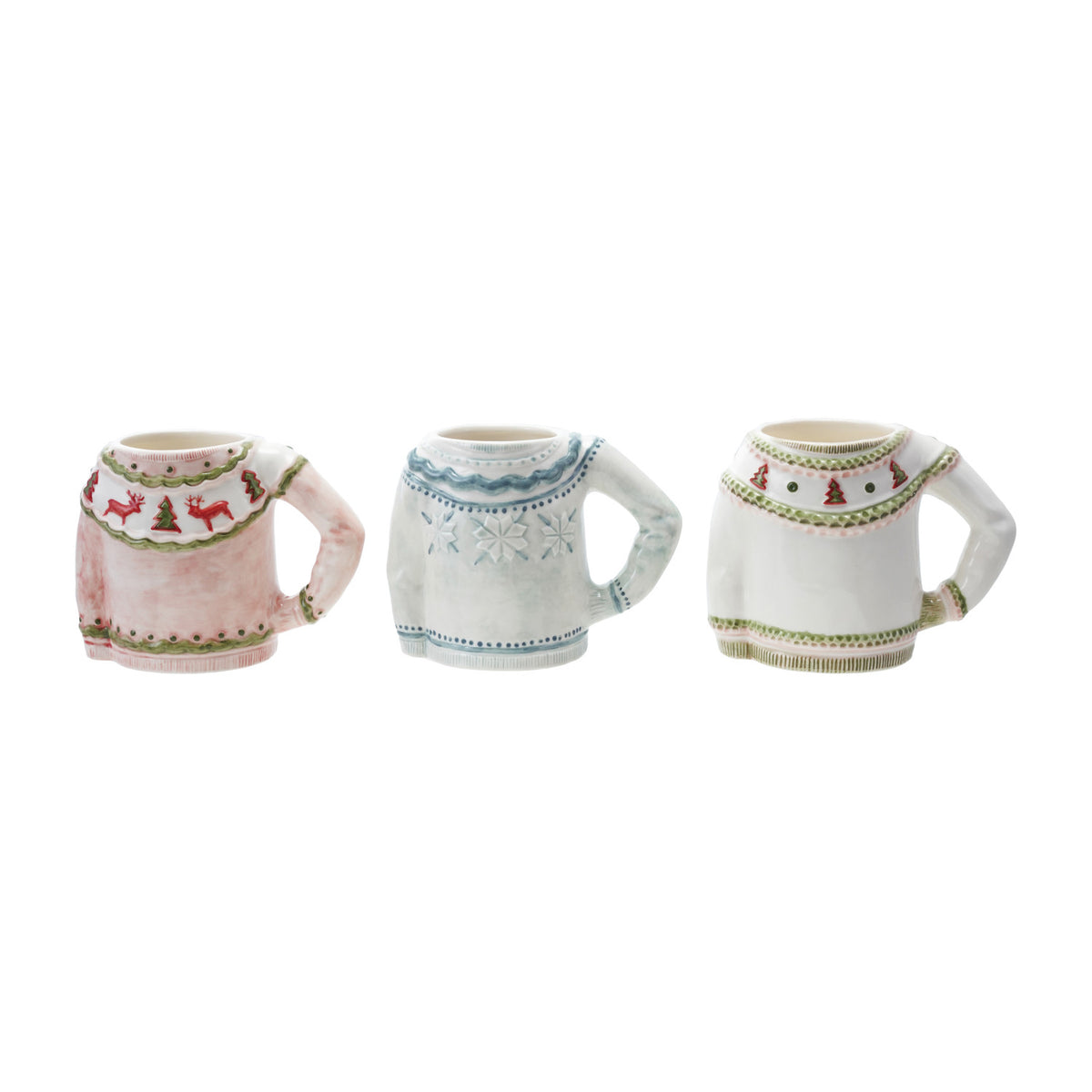 3" Round x 4-1/2"H 14 oz. Stoneware Sweater Shaped Mug, 3 Styles ©
