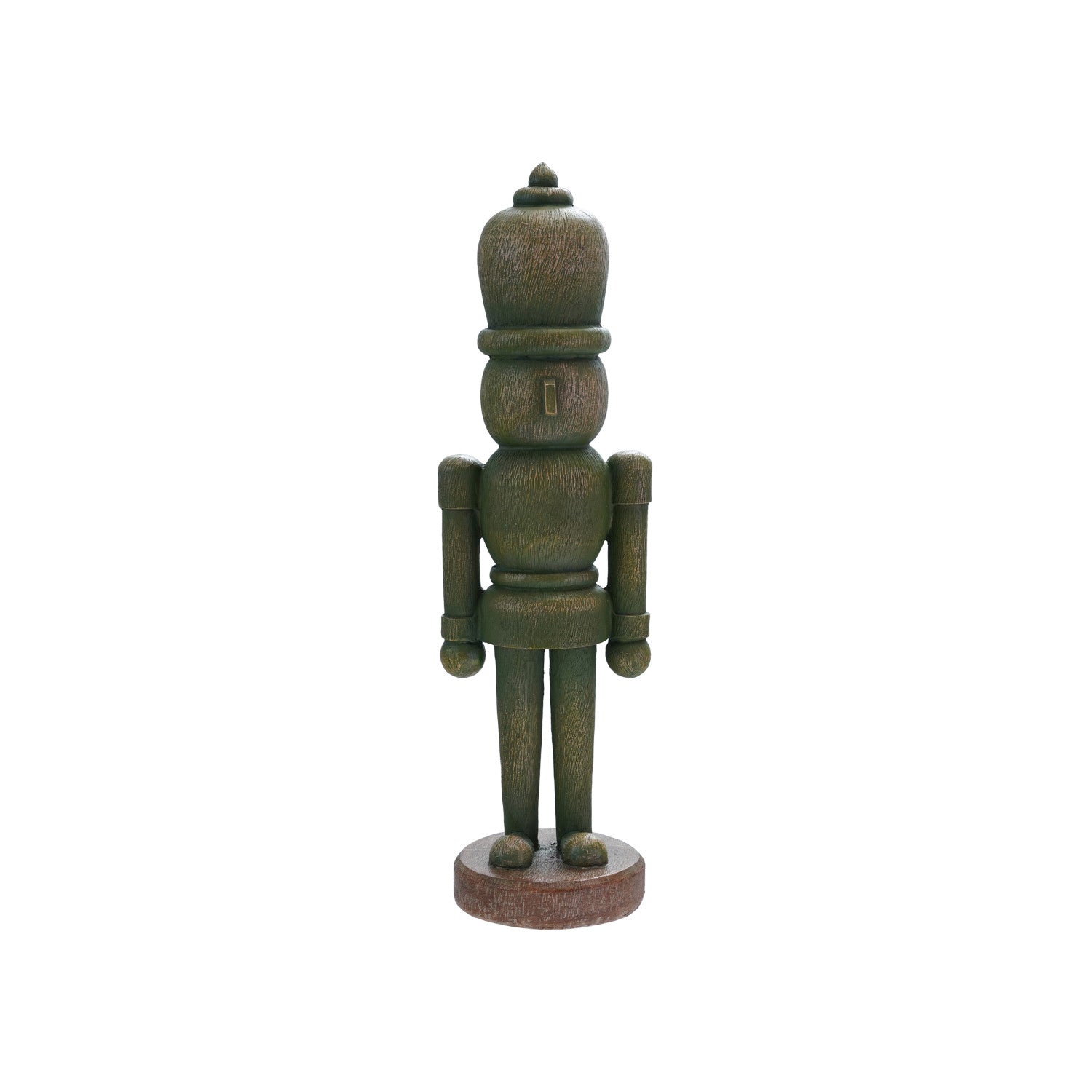 4"L x 3-1/2"W x 13-1/4"H Resin Soldier, Wood Finish, Green