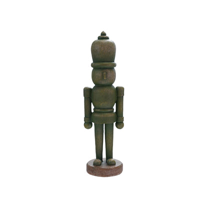 4"L x 3-1/2"W x 13-1/4"H Resin Soldier, Wood Finish, Green