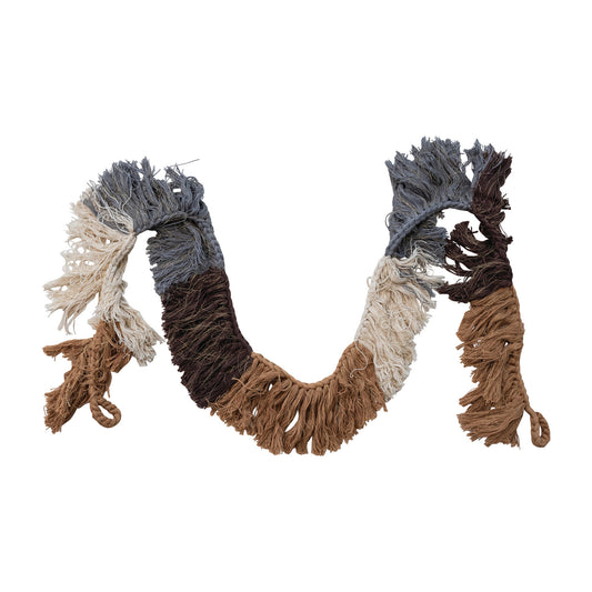 72"L x 5-1/2"H Cotton Fringe Garland with Metallic Gold Thread
