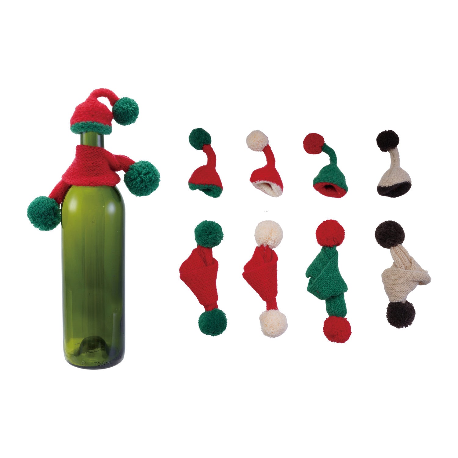Knit Fabric Hat & Scarf Bottle Topper, Set of 2, 4 Colors