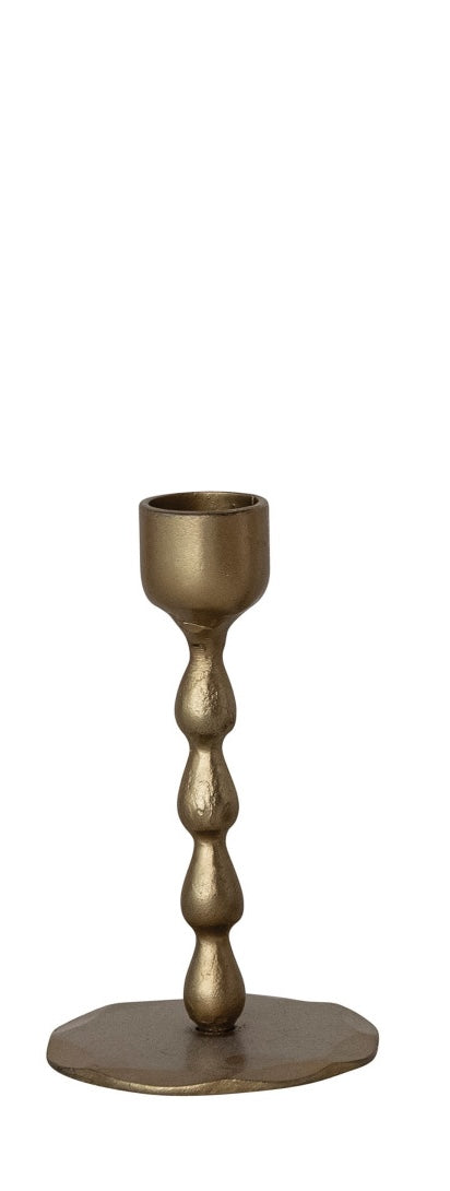 Hand-Forged Iron Taper Holders, Antique Brass Finish, Set of 3