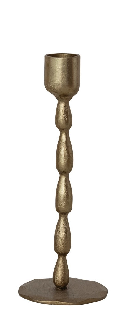 Hand-Forged Iron Taper Holders, Antique Brass Finish, Set of 3