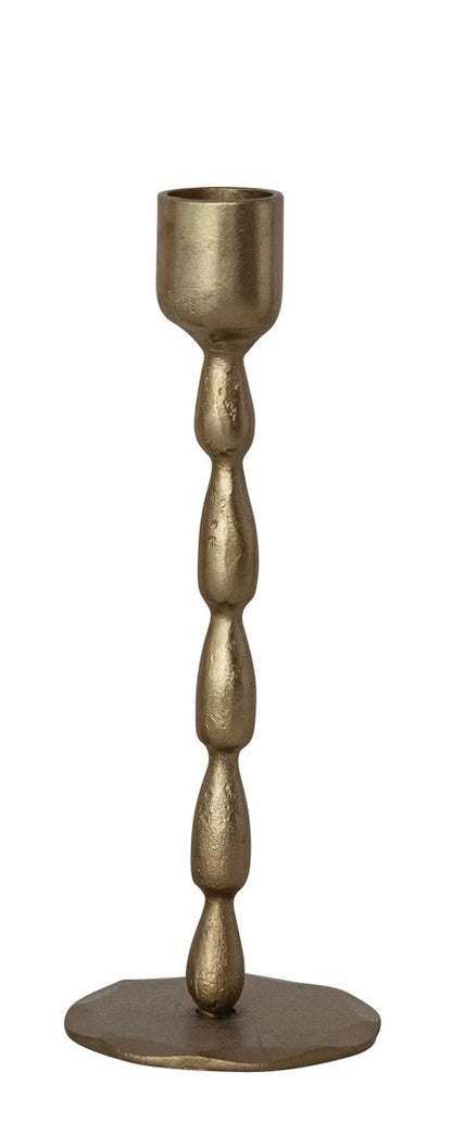 Hand-Forged Iron Taper Holders, Antique Brass Finish, Set of 3