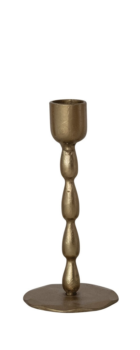 Hand-Forged Iron Taper Holders, Antique Brass Finish, Set of 3