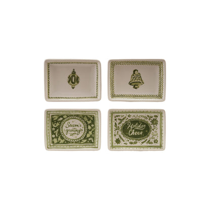 Stoneware Dish with Holiday Design/Saying, 4 Styles ©