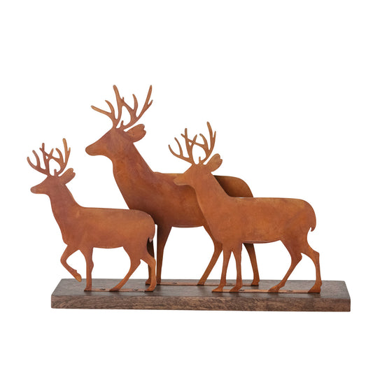 Reindeer W/ Wood Base