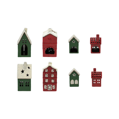 Hand-Painted Ceramic House Shaped Tealight Holders, Set of 4 (Each One Will Vary)