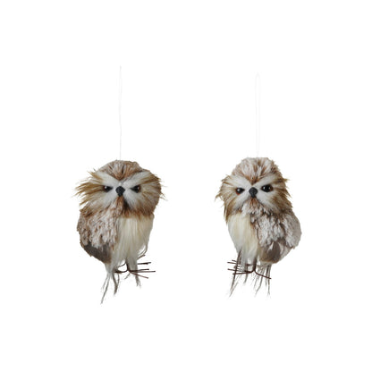 Faux Fur Owl, Brown & White, 2 Styles